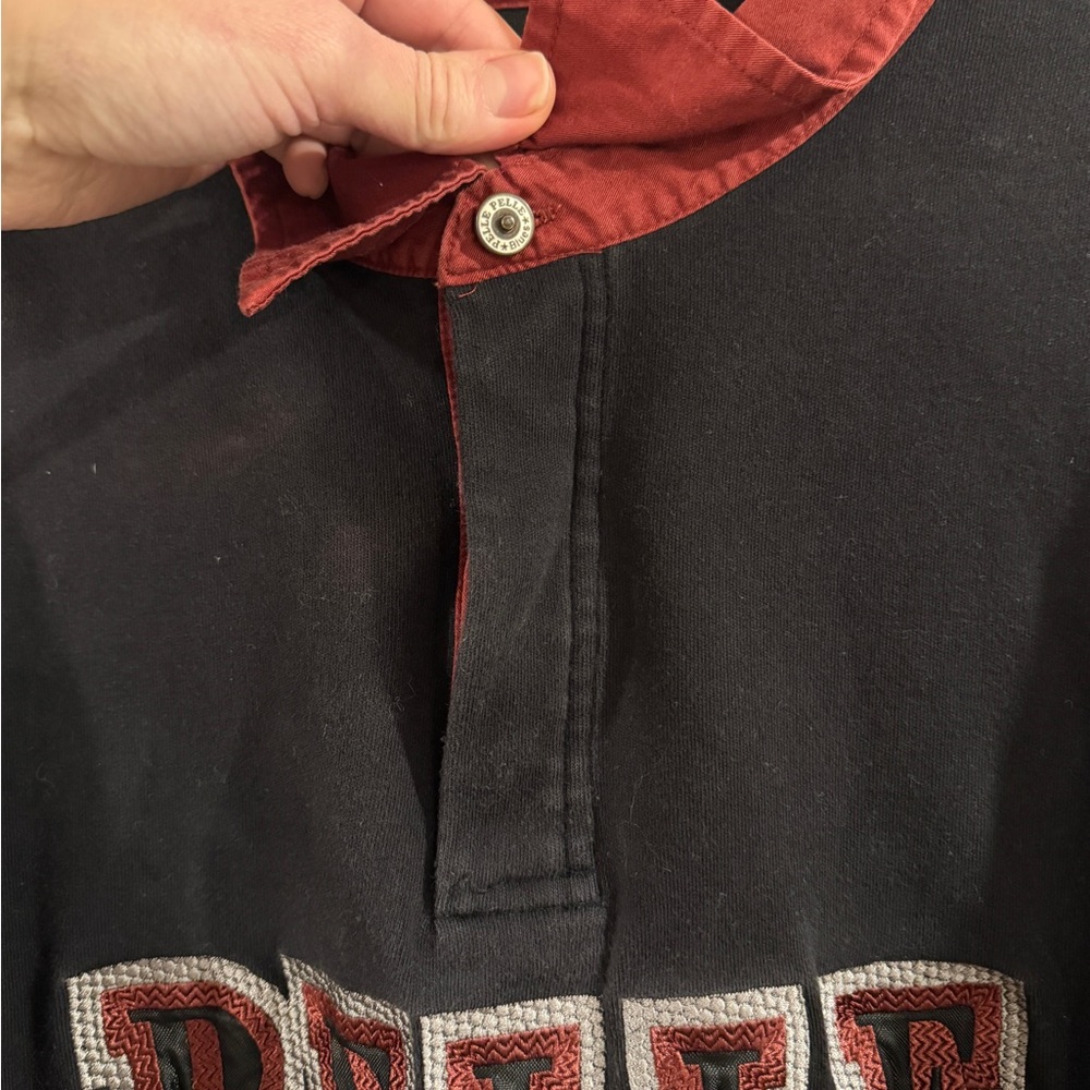 Pelle Pelle Black and Burgundy Rugby Shirt - size XL - Picture 10 of 15
